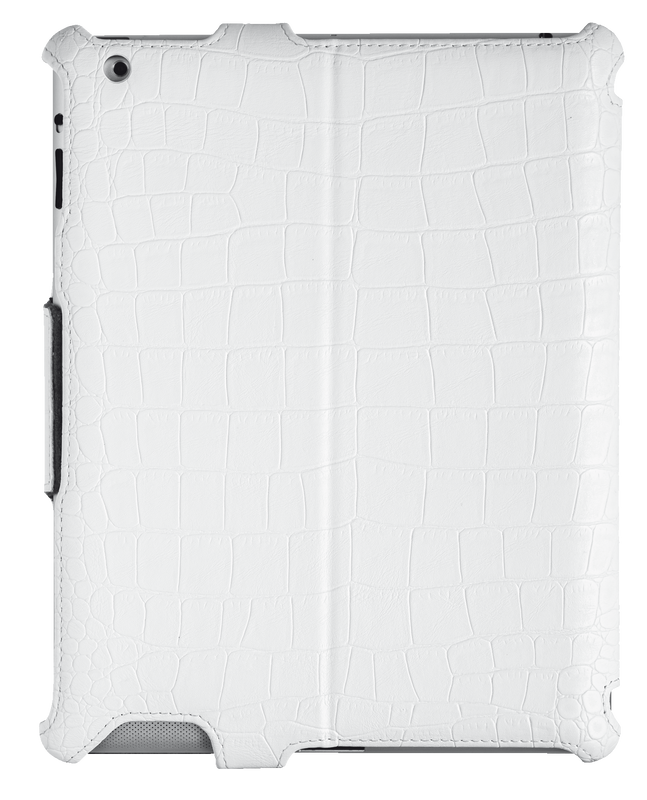 Hardcover Skin & Folio Stand for iPad - croc white-Back