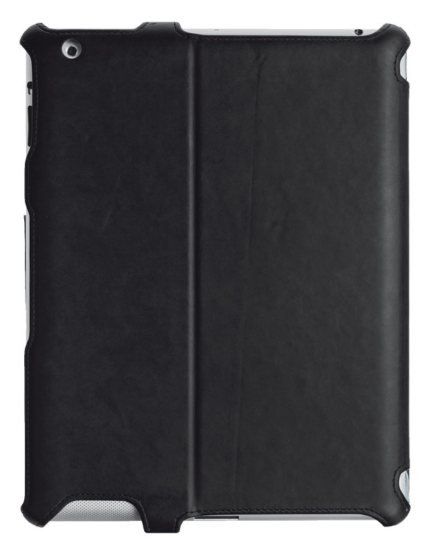 Hardcover Skin & Folio Stand for iPad - black-Back