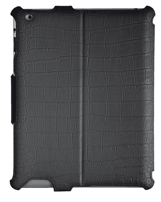 Hardcover Skin & Folio Stand for iPad - croc black-Back