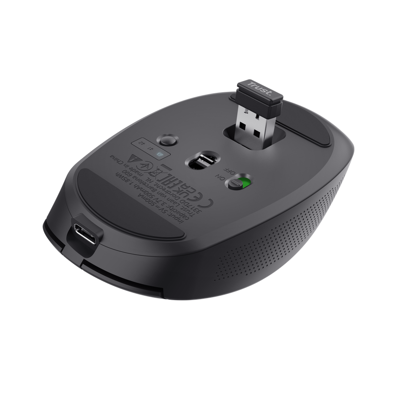 Ozaa Compact Multi-Device Wireless Mouse - Black-Bottom