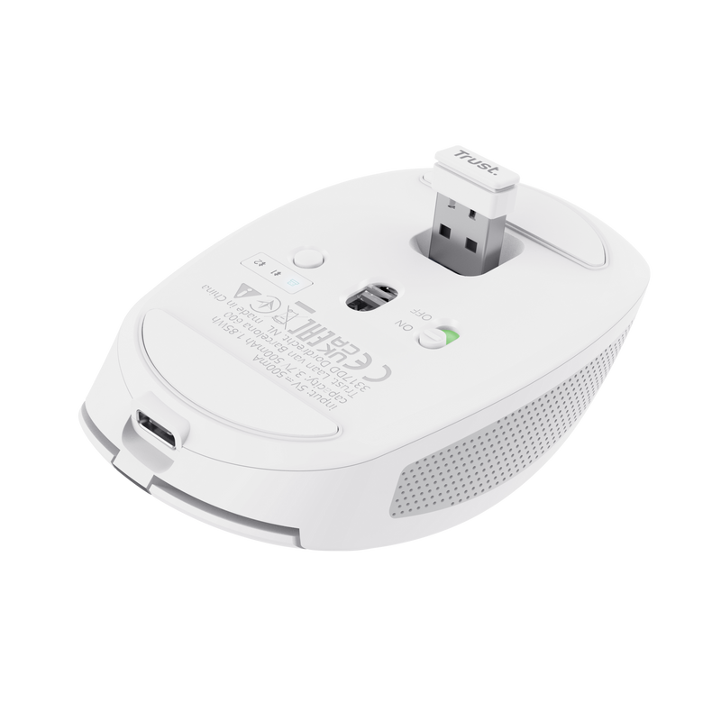 Ozaa Compact Multi-Device Wireless Mouse - White-Bottom