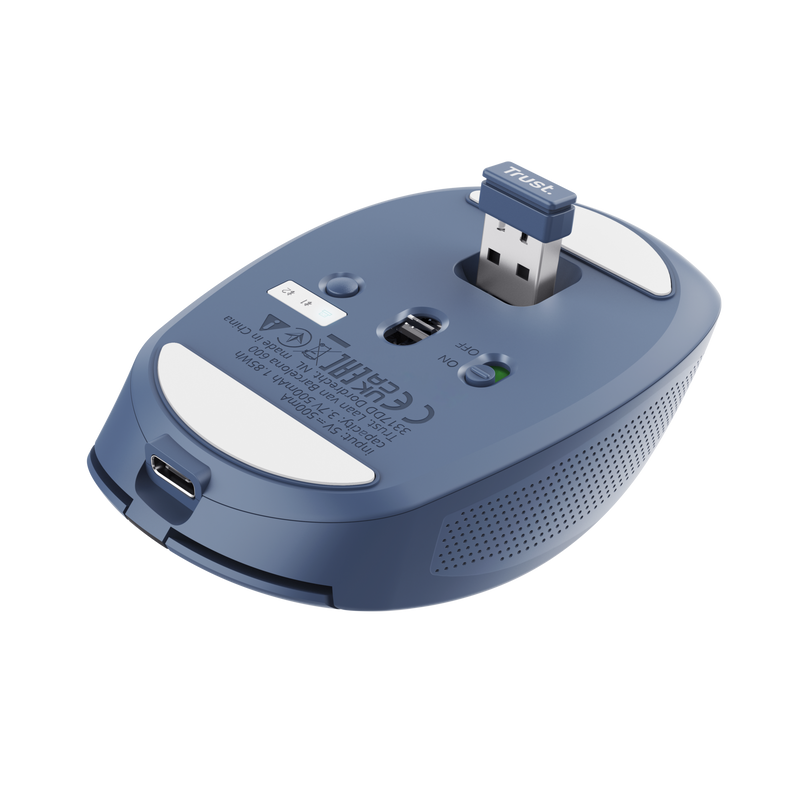 Ozaa Compact Multi-Device Wireless Mouse - Blue-Bottom