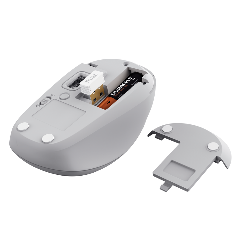 Yvi+ Multi-Device Wireless Mouse - White-Bottom