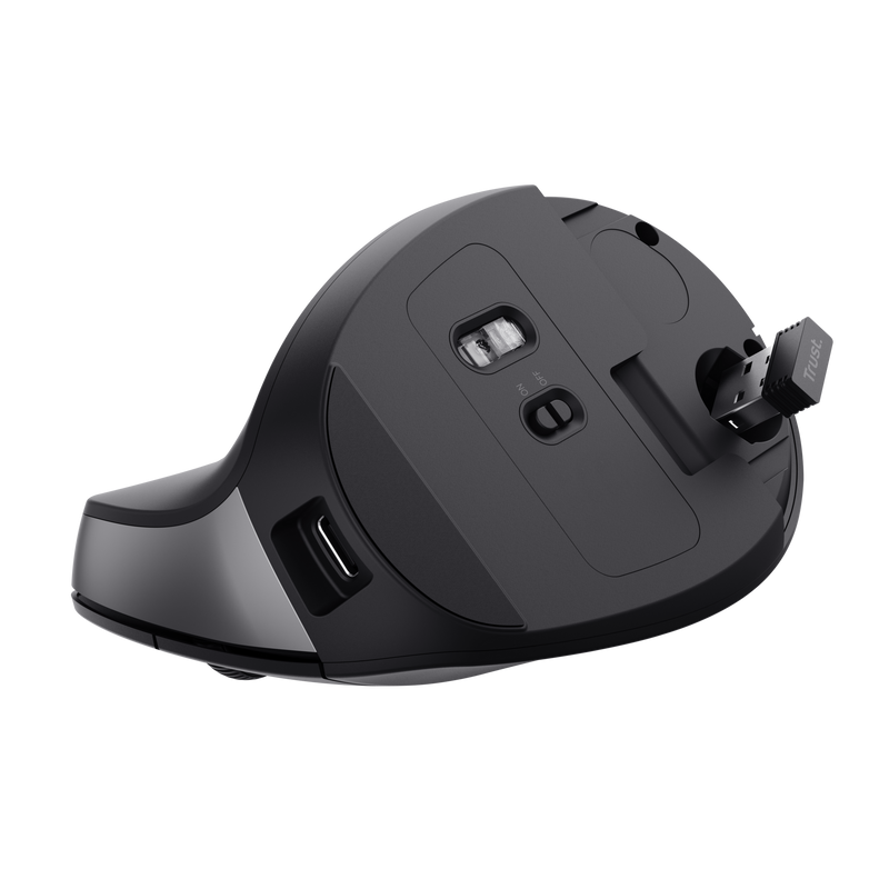 Yuno Wireless Ergonomic Mouse Black-Bottom