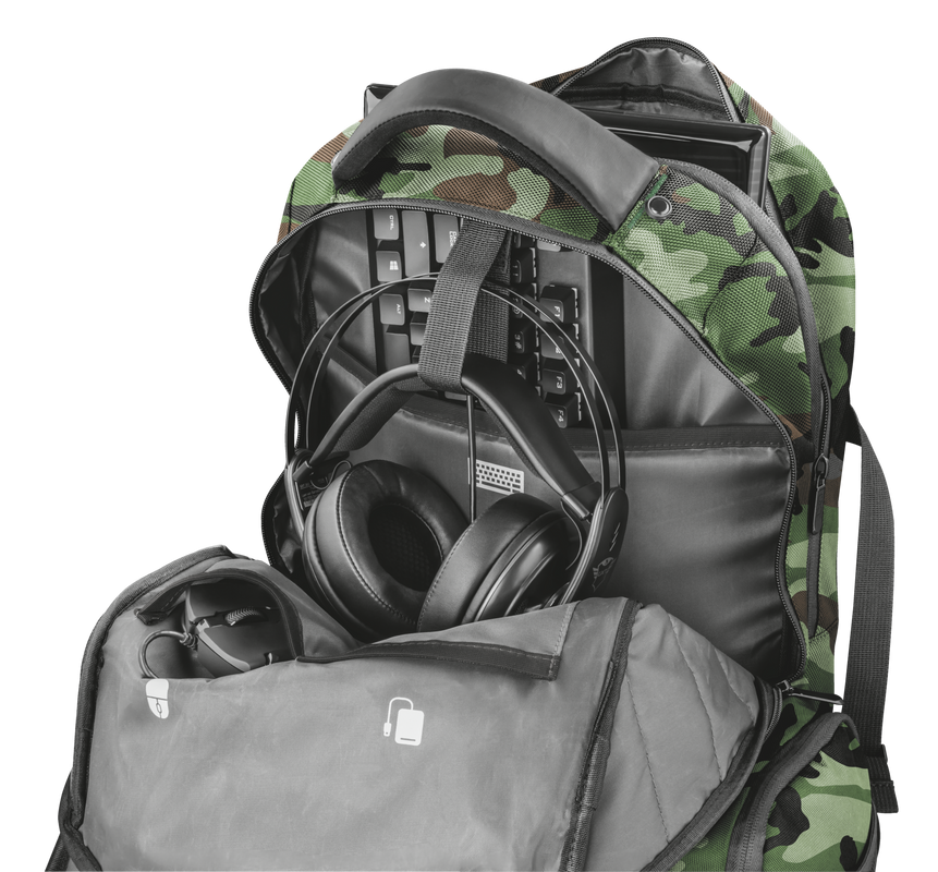 GXT 1250G Hunter Gaming Backpack for 17.3" laptops - green camo-Extra
