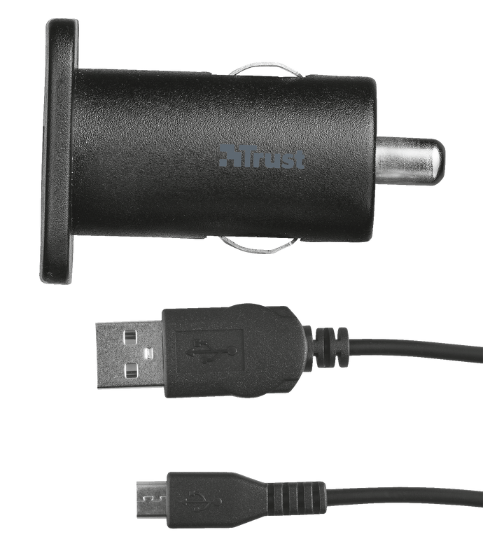 5W Car Charger with Micro USB cable - black-Side