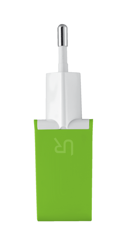 5W Wall Charger with 2 USB ports - lime green-Side