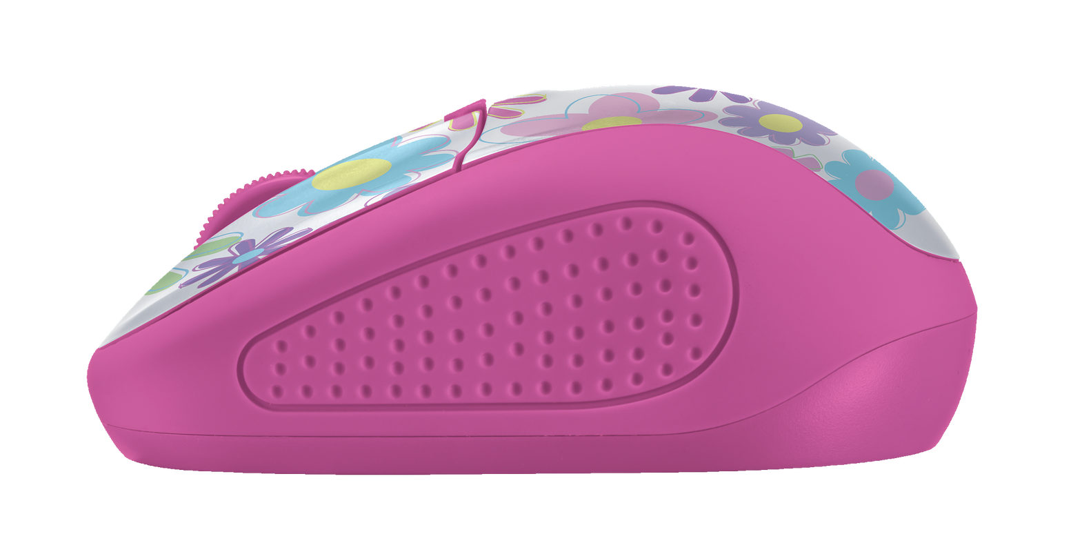 Primo Wireless Mouse - pink flowers-Side