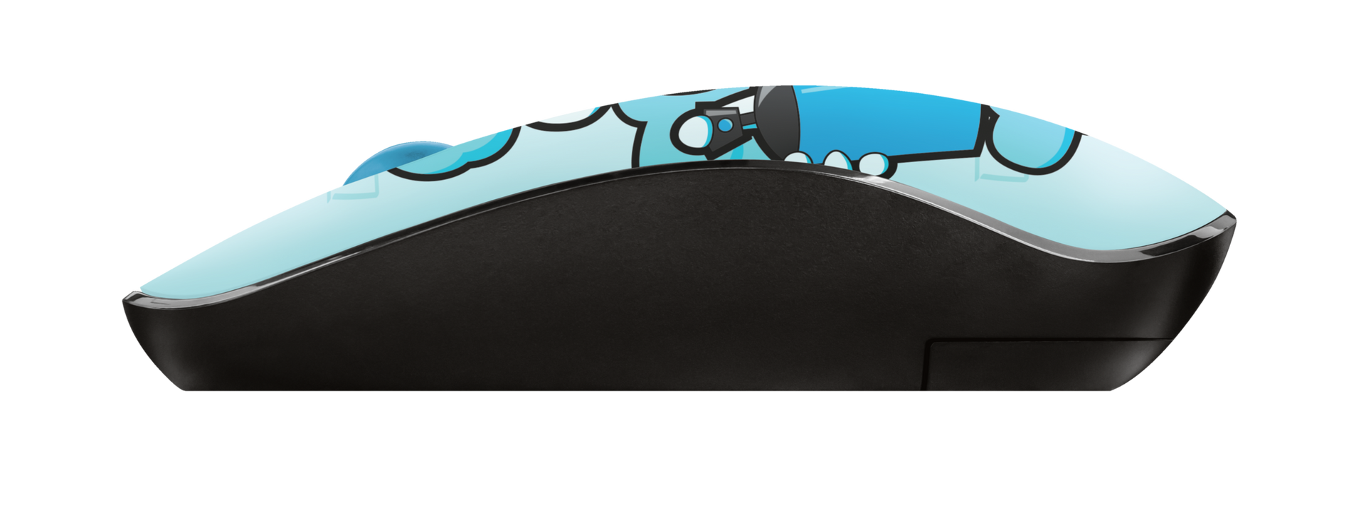 Sketch Silent Click Wireless Mouse - cyan blue-Side