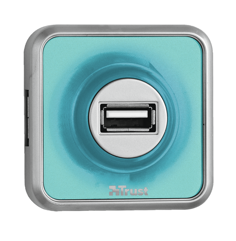 4 Port USB 2.0 Micro Hub - Blue-Top