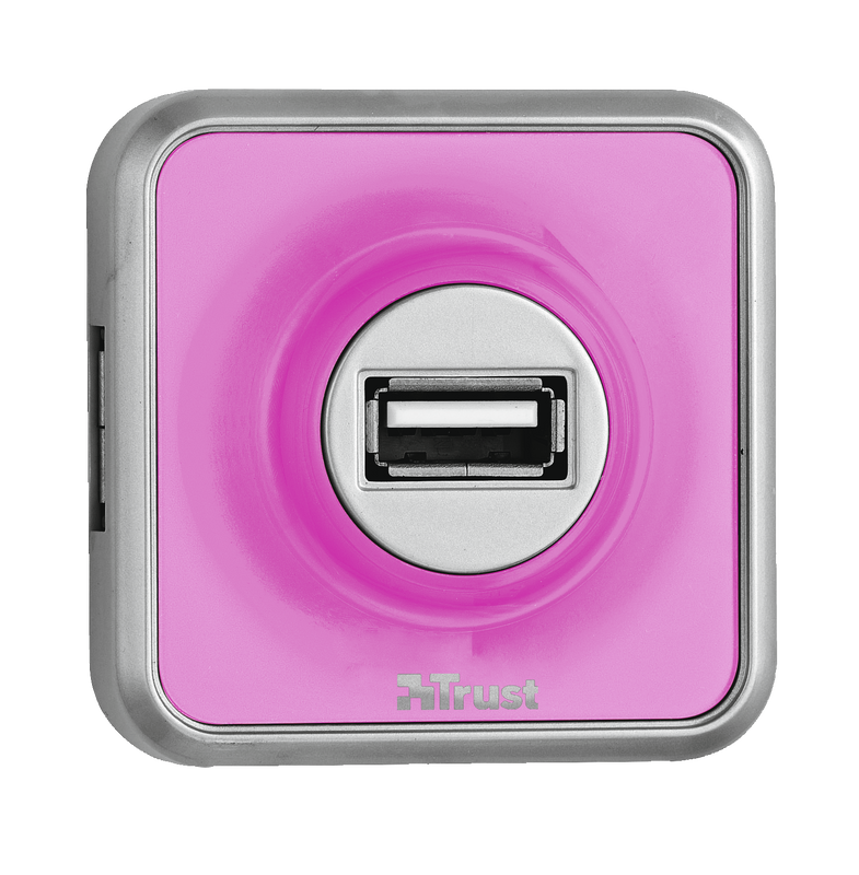 4 Port USB 2.0 Micro Hub - Pink-Top