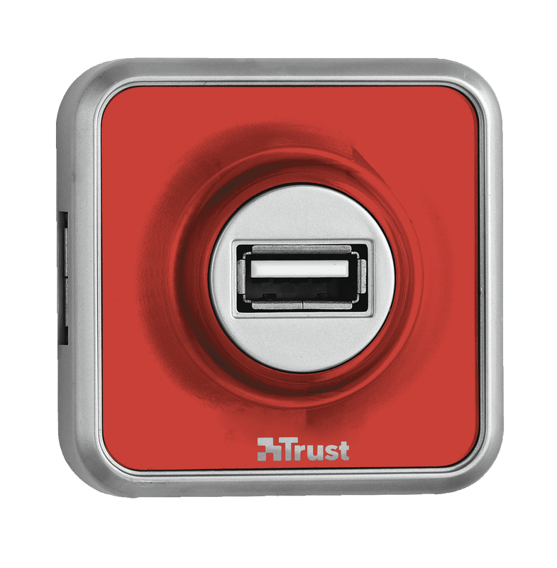 4 Port USB 2.0 Micro Hub - Red-Top