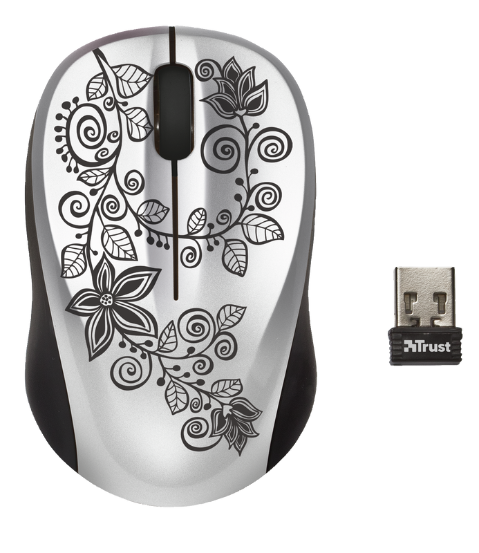 Vivy Wireless Mini Mouse - white flowers-Top