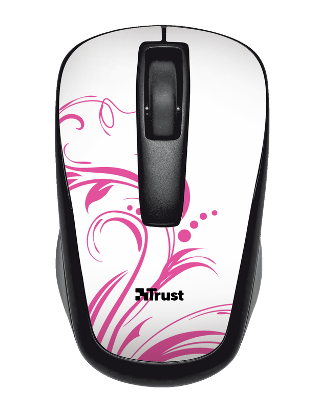 Qvy Wireless Micro Mouse - white & pink swirls-Top