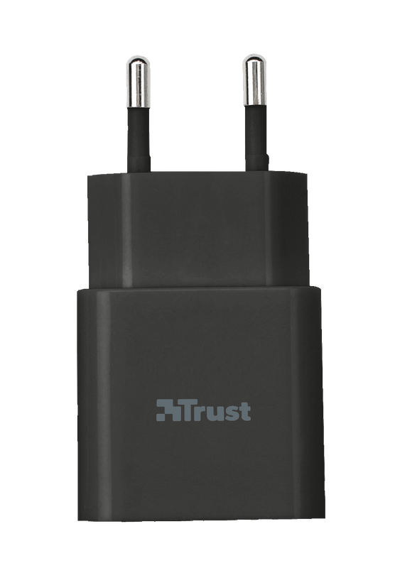 5W Wall Charger with Micro USB cable - black-Top
