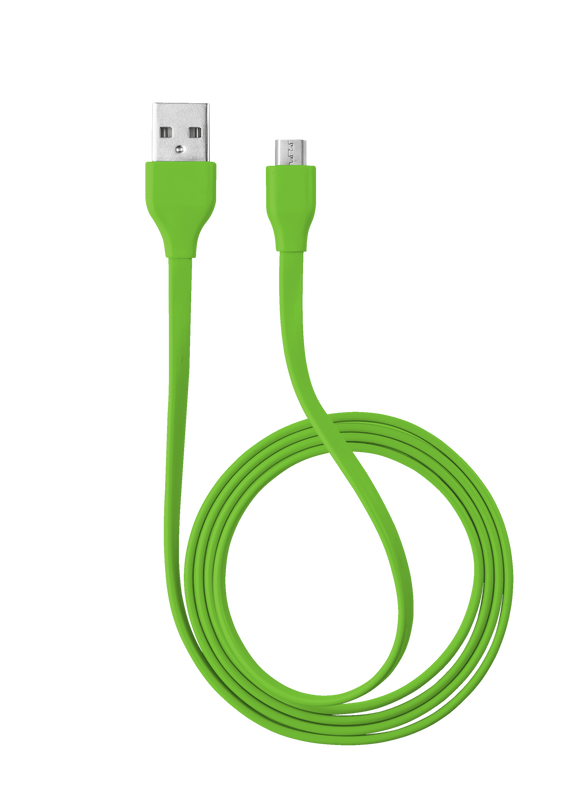 Flat Micro-USB Cable 1m - lime green-Top