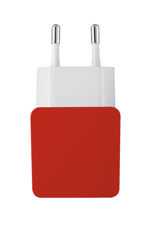 5W Wall Charger with 2 USB ports - red-Top