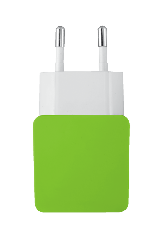 5W Wall Charger with 2 USB ports - lime green-Top