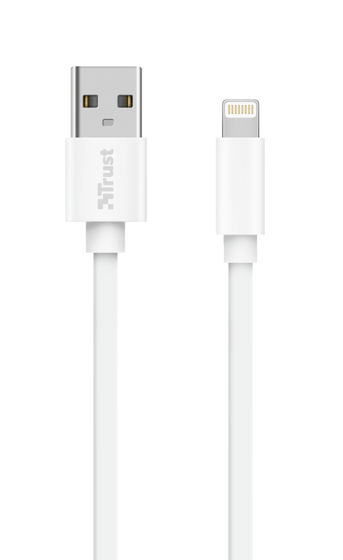 Flat Lightning Cable 1m - white-Top
