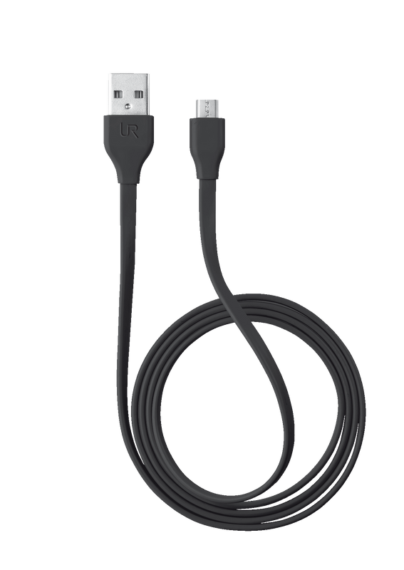 Reversible Flat Micro-USB Cable 1m - black-Top