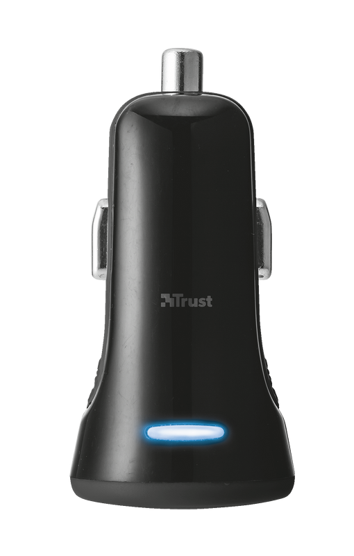 20W Fast Car Charger with 2 USB ports - black-Top
