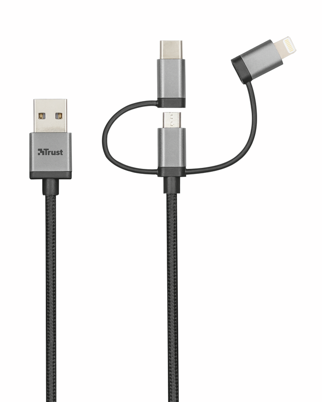 3-in-1 micro-USB USB-C Lightning cable 480Mbps 1m-Top
