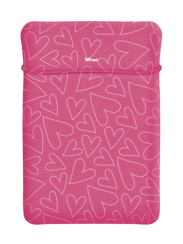 Yvo Reversible Sleeve for 15.6" Laptops with wireless mouse - pink hearts-Top