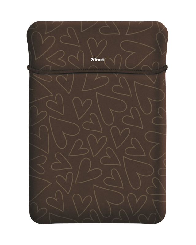 Yvo Reversible Sleeve for 15.6" Laptops with wireless mouse - brown hearts-Top