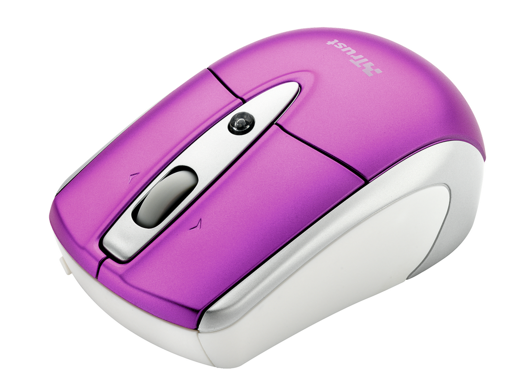 Retractable Laser Mini Mouse for Mac & Windows PC - Pink-Visual