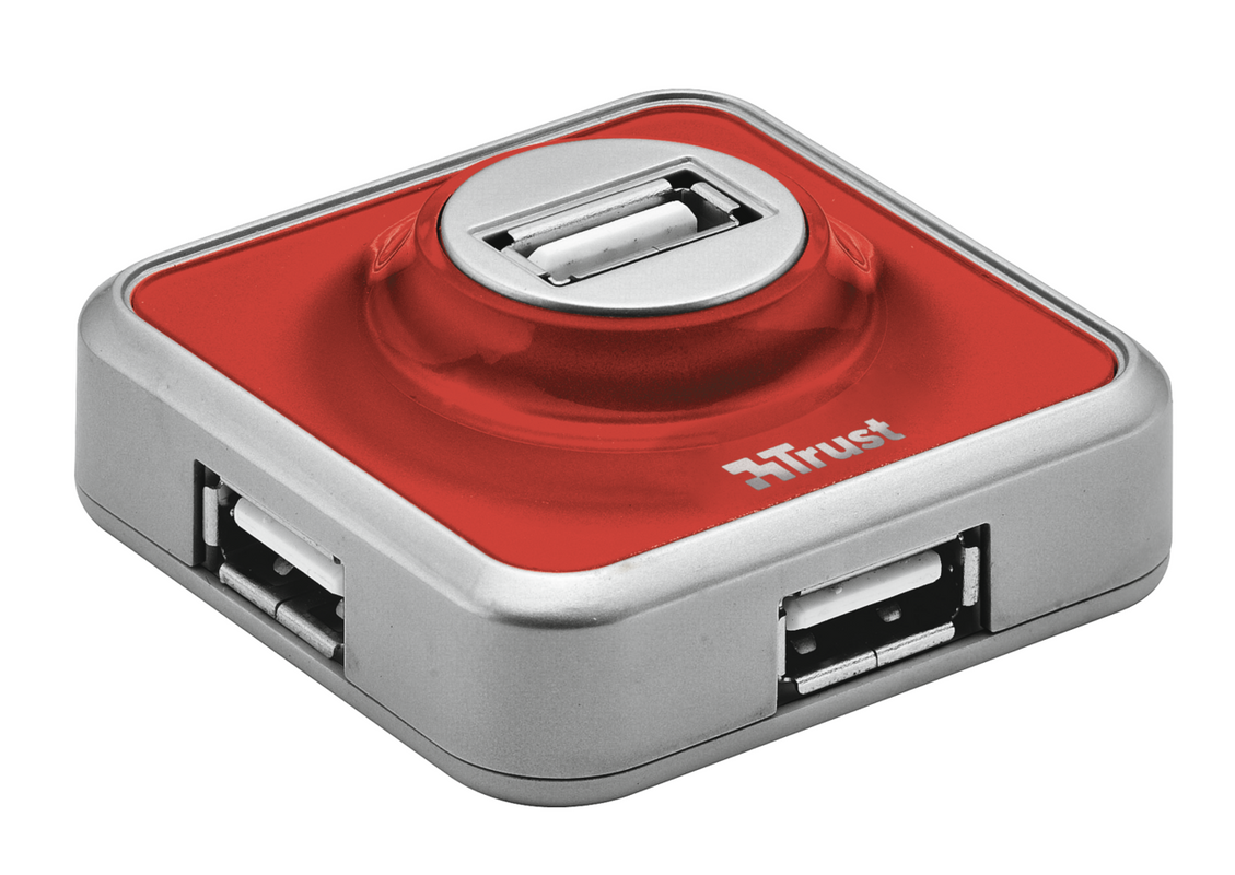 4 Port USB 2.0 Micro Hub - Red-Visual