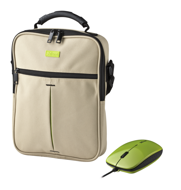 Vertico 10" Netbook Bag & Slimline Mouse - beige/green-Visual