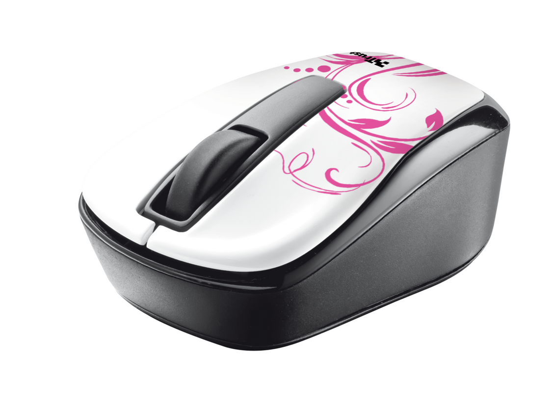 Qvy Wireless Micro Mouse - white & pink swirls-Visual