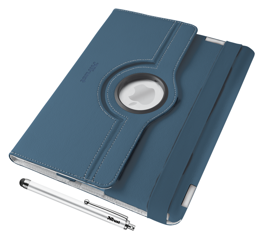 Rotating Cover for iPad with stylus pen - blue-Visual