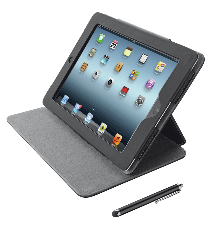eLiga Elegant Folio Stand with stylus for iPad - black-Visual