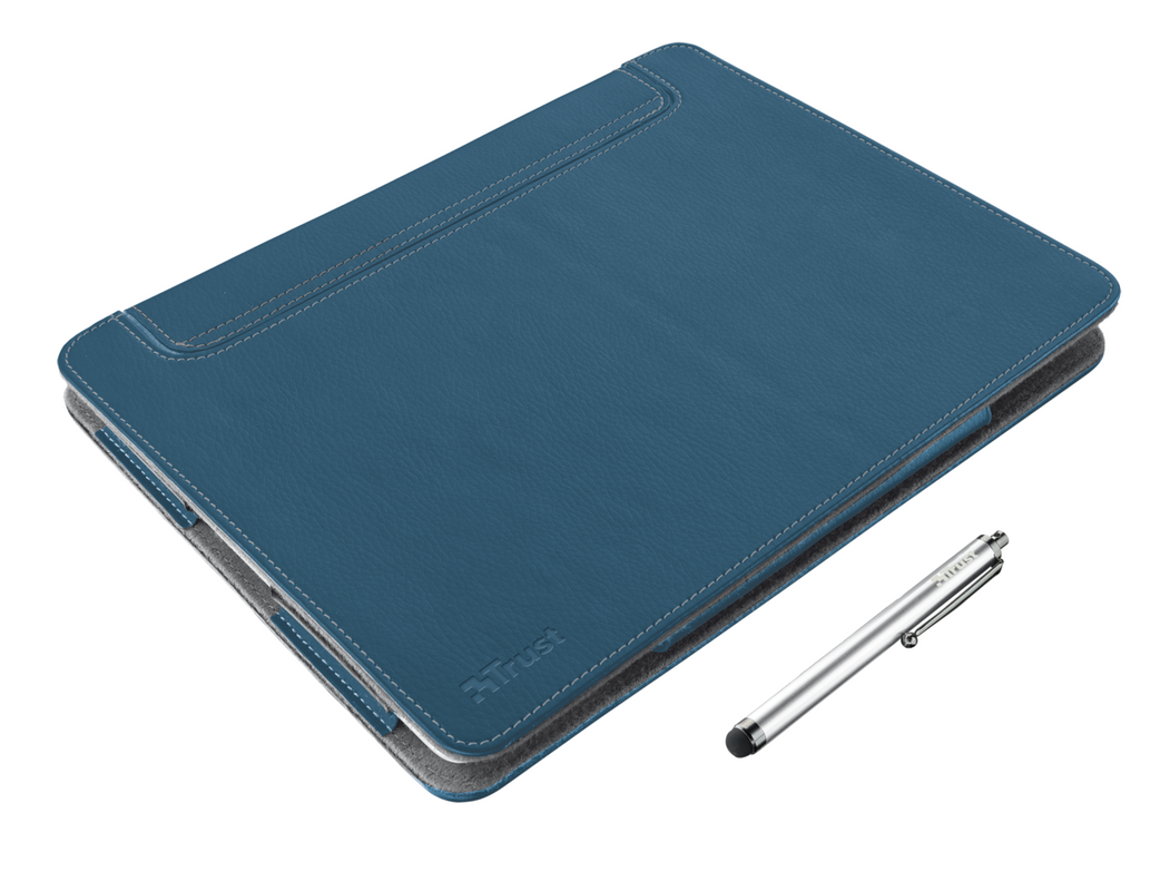 eLiga Elegant Folio Stand with stylus for iPad - blue-Visual