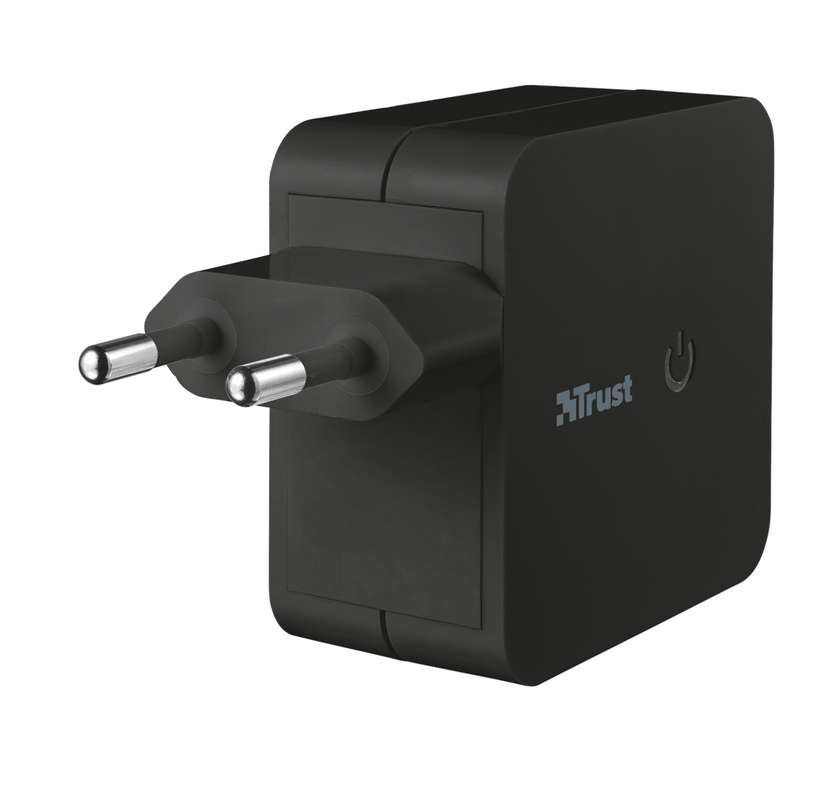 12W Wall Charger with 2 USB ports - black-Visual