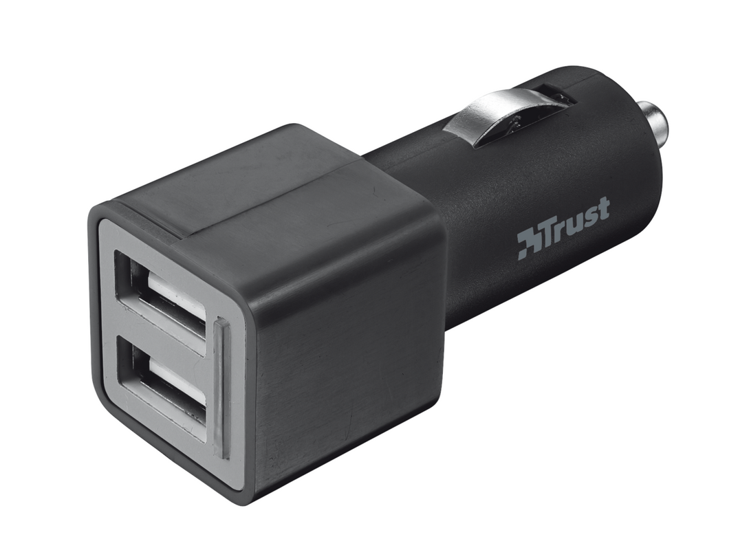 12W Car Charger with 2 USB ports - black-Visual