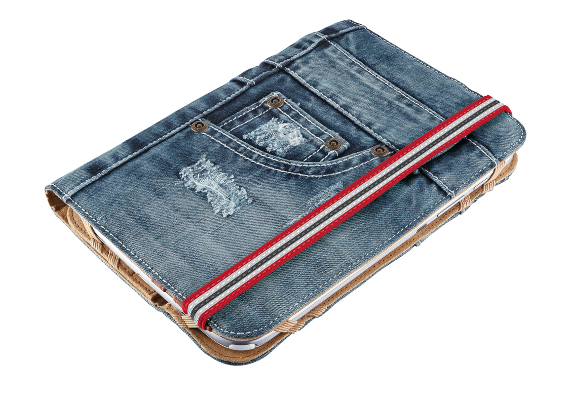 Jeans Folio Stand for 7-8” tablets - blue denim-Visual