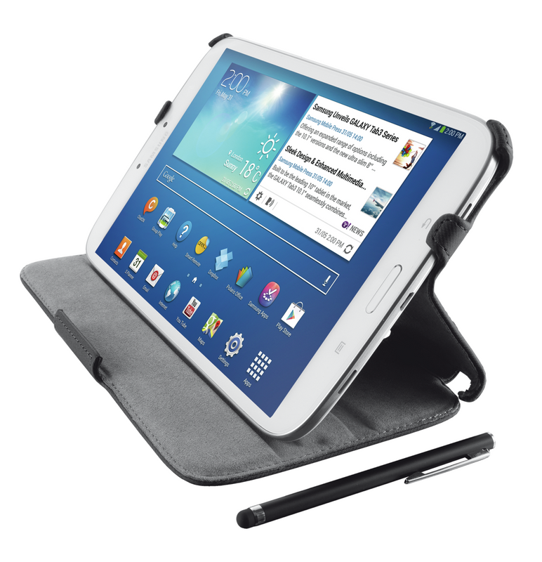 Stile Folio Stand with stylus for Galaxy Tab 3 8.0 - grey-Visual