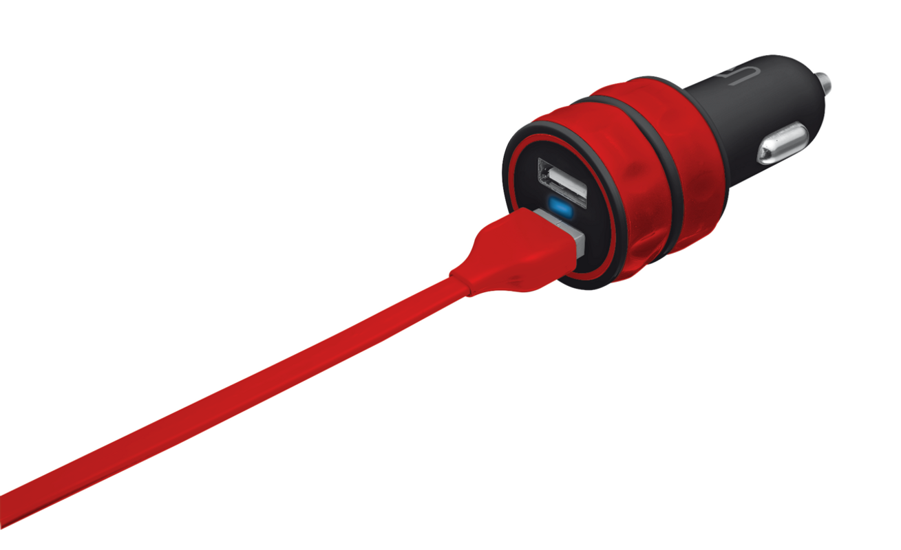 10W Car Charger with 2 USB ports - red-Visual