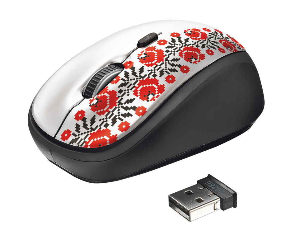 Yvi Wireless Mouse - Ukrainian style - flower-Visual