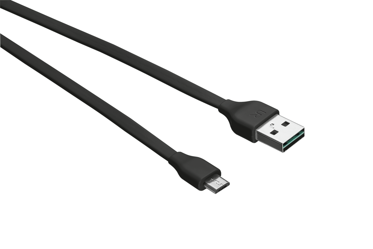 Reversible Flat Micro-USB Cable 1m - black-Visual