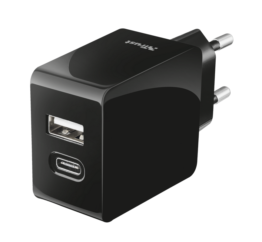 Fast Dual USB-C & USB Wall Charger for phones & tablets-Visual