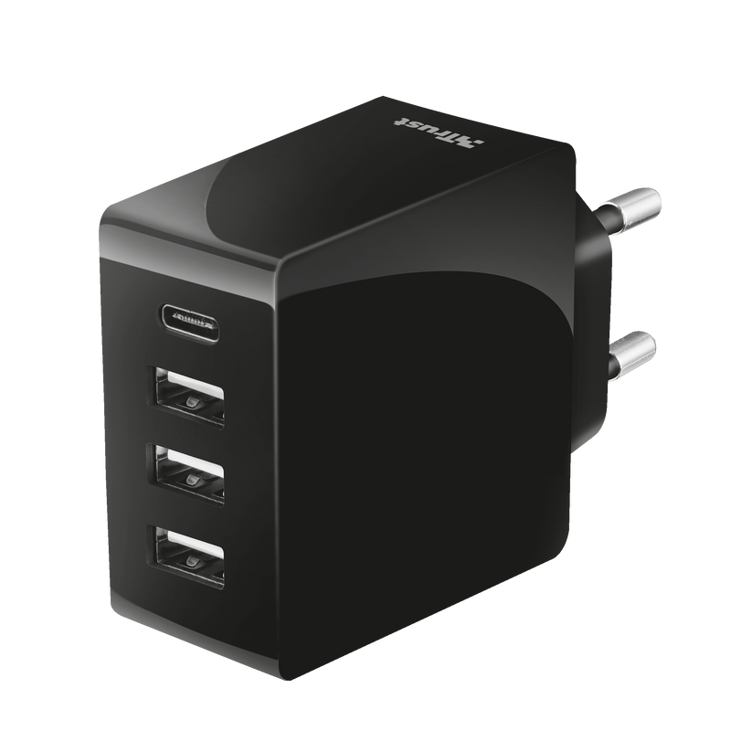 24W Fast Wall Charger with 4 USB-C & USB-A ports-Visual