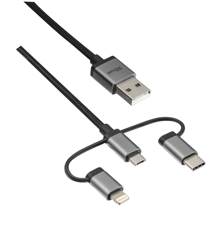 3-in-1 micro-USB USB-C Lightning cable 480Mbps 1m-Visual