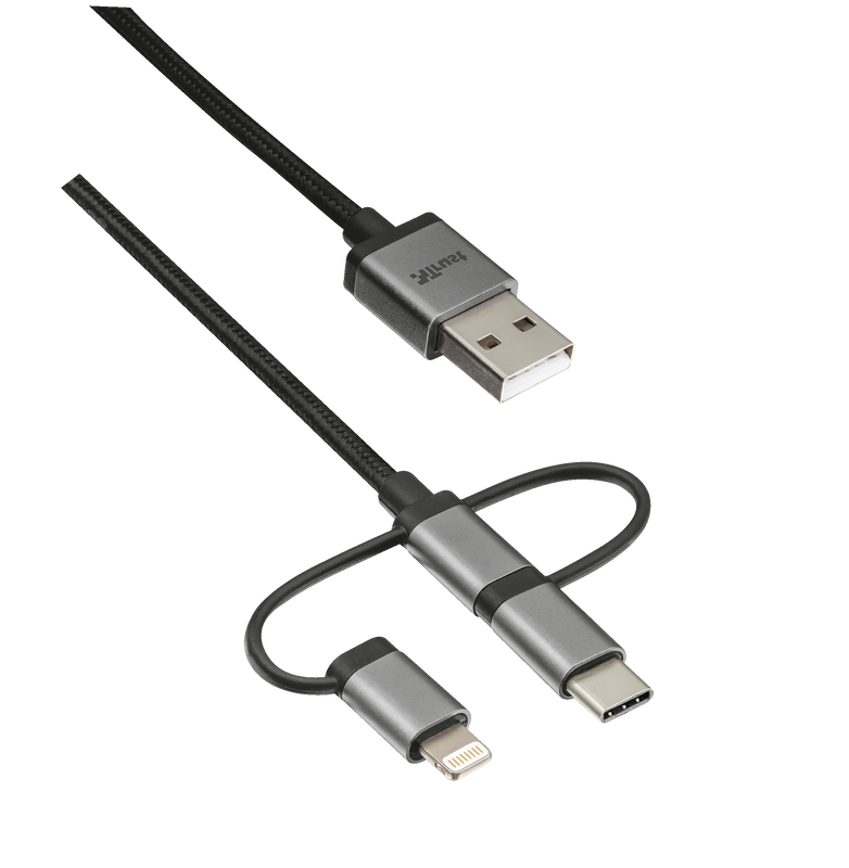 3-in-1 micro-USB USB-C Lightning cable 480Mbps 1m-Visual