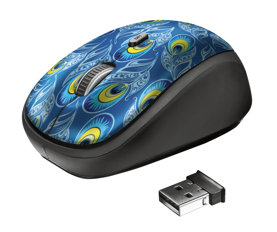 Yvi Wireless Mouse - peacock-Visual