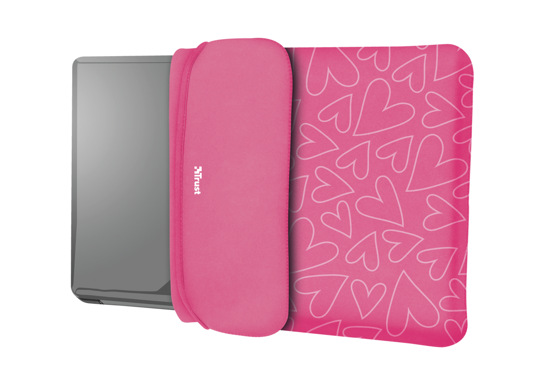Yvo Reversible Sleeve for 15.6" Laptops with wireless mouse - pink hearts-Visual