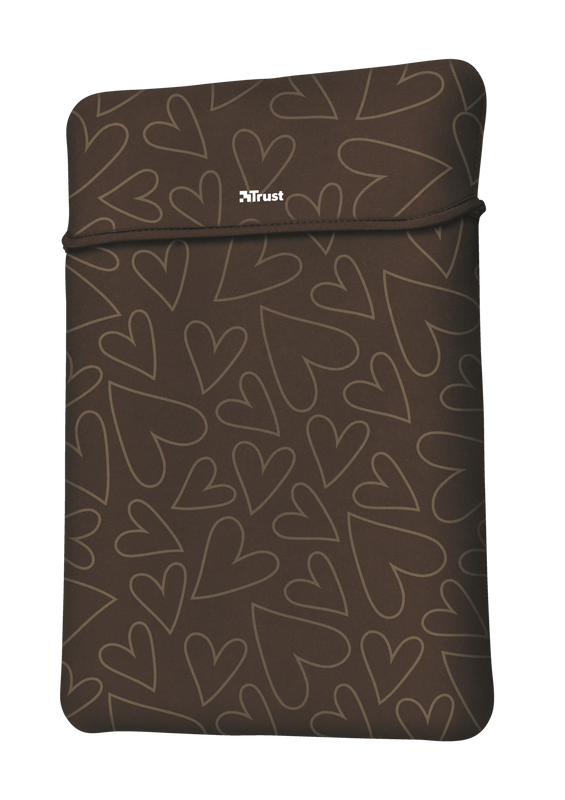 Yvo Reversible Sleeve for 15.6" Laptops with wireless mouse - brown hearts-Visual