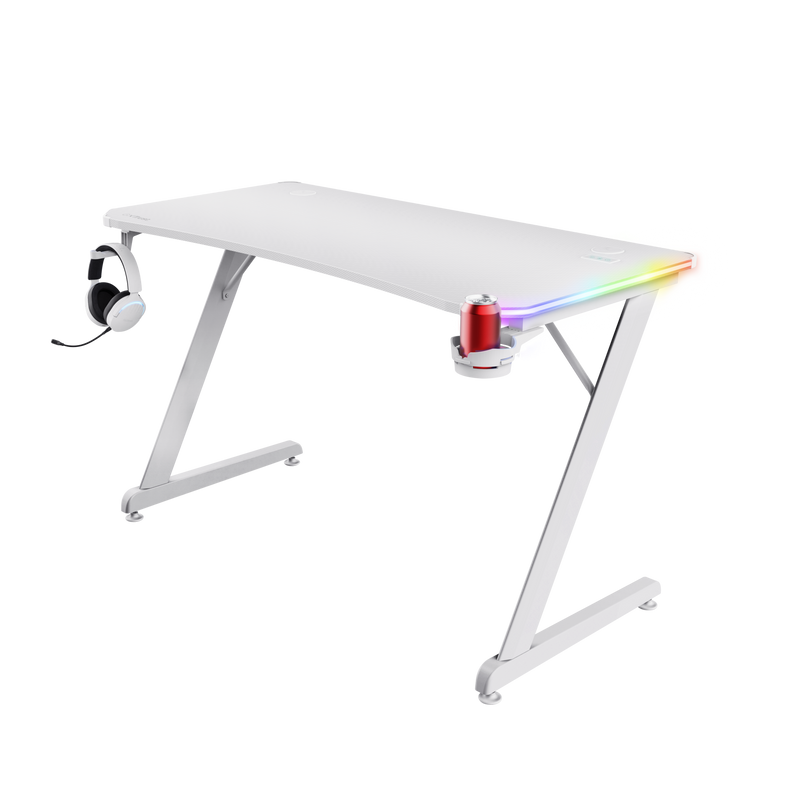 GXT 709W Luminus RGB Gaming Desk - White-Visual